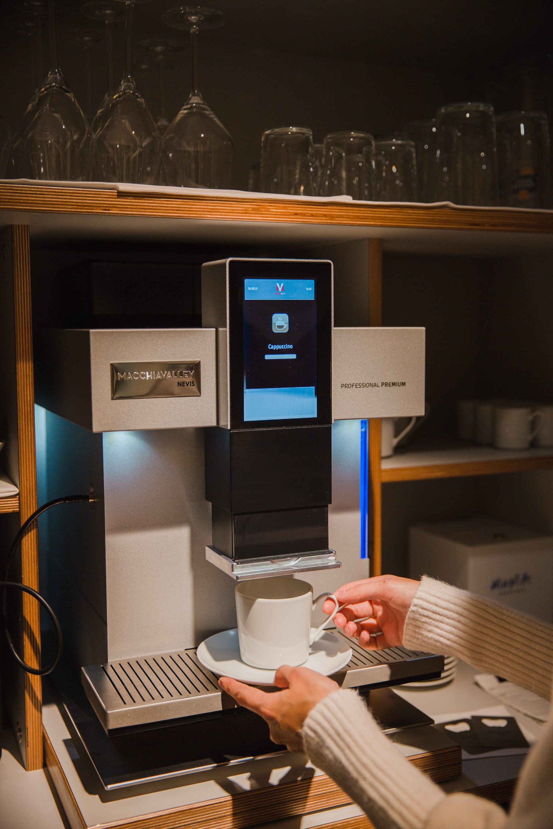 Blick auf eine edle Macchiavalley Kaffeemaschine