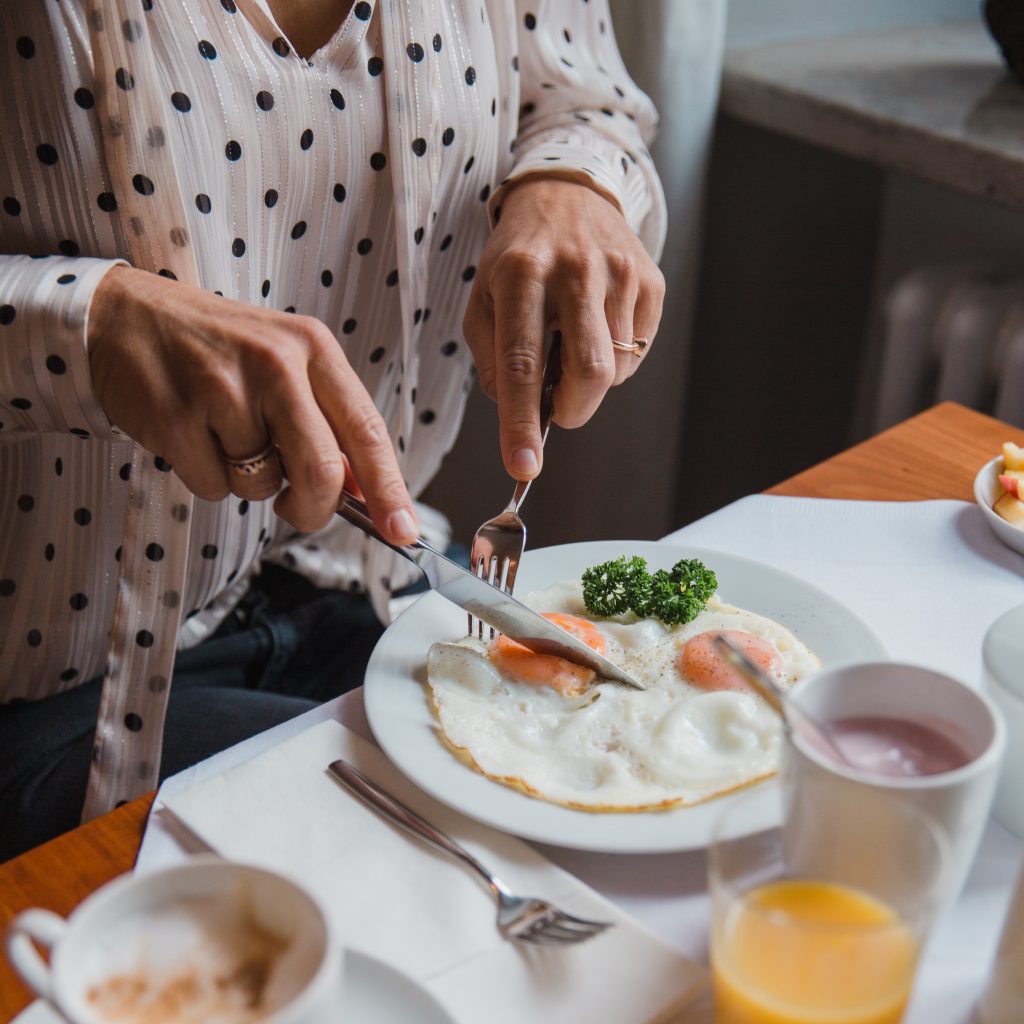 View of a frech egg dishes in the hotel