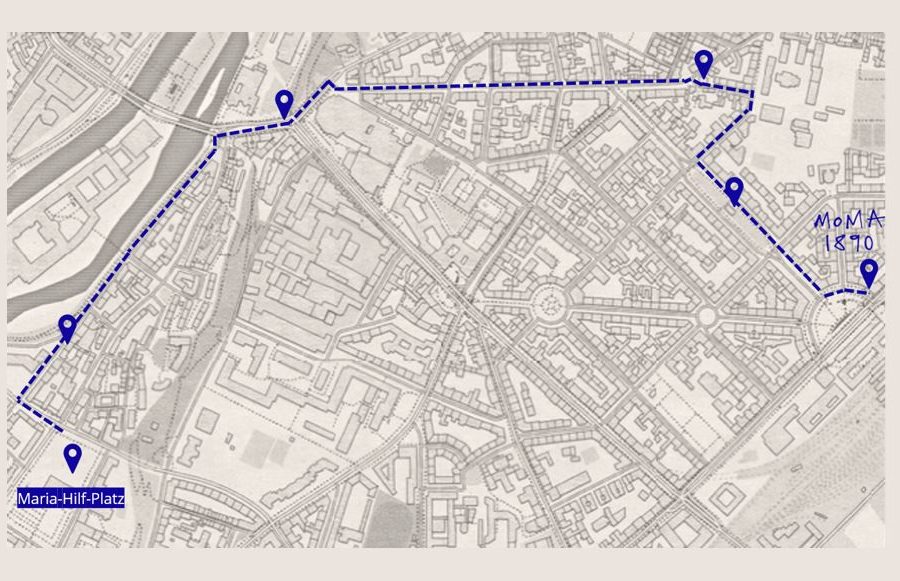 Karte für einen Spaziergang durch Haidhausen zur Auer Dult